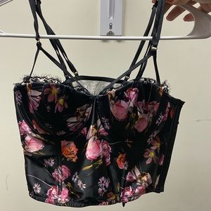 Black floral Victoria’s Secret bustier